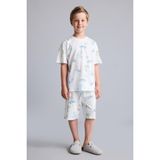 DeFacto%100 Pamuk Dinazor Desenli 2'li Ekru Pijama Takımı Erkek Bebek H5396A826HS