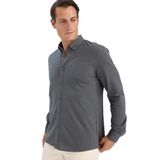 DeFacto%100 Pamuk Dokulu Regular Fit Polo Yaka Uzun Kollu Gömlek, M, E9586AX25AU, Yeşil-GN1155, Erkek