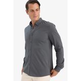 DeFacto%100 Pamuk Dokulu Regular Fit Polo Yaka Uzun Kollu Gömlek, XS, E9586AX25AU, Yeşil-GN1155, Erkek