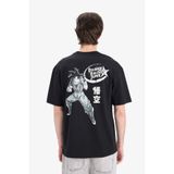 DeFacto%100 Pamuk Dragon Ball Boxy Fit Bisiklet Yaka Sırt Baskılı Kısa Kollu Tişört, S, E1011AX25SM, Siyah-BK81, Erkek