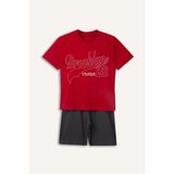 DeFacto%100 Pamuk Fenerbahçe Kısa Kollu Pijama Üst Şort Pijama Alt 2'li Pijama Takımı Erkek Çocuk H3537A826HS