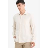 DeFacto%100 Pamuk Gömlek Regular Fit Polo Yaka Uzun Kollu, XL, E8181AX25AU, Ekru, Erkek