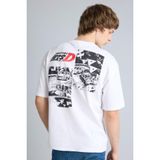 DeFacto%100 Pamuk Initial D Boxy Fit Baskılı Kısa Kollu Tişört, M, G5532AX26SM, Beyaz-WT34, Erkek
