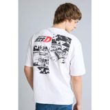DeFacto%100 Pamuk Initial D Boxy Fit Baskılı Kısa Kollu Tişört, S, G5532AX26SM, Beyaz-WT34, Erkek