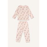 DeFacto%100 Pamuk Kedi Baskılı Bisiklet Yaka Uzun Kollu Pijama Üstü Esnek Belli Uzun Pijama Altı 2'li Pijama Takımı Kız Bebek I3230A526AU
