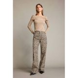 DeFacto%100 Pamuk Leopar Desenli Geniş Paça Pantolon, 40, G4300AX25WN, Siyah-BK81, Kadın