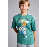 DeFacto%100 Pamuk Looney Tunes Lisanslı New Regular Fit Bisiklet Yaka Kısa Kollu Yeşil Tişört Erkek Çocuk H5815A826AU