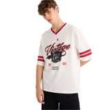 DeFacto%100 Pamuk Loose Fit Bisiklet Yaka Baskılı Kısa Kollu Tişört, S, G0046AX25HS, Ekru-ER105, Kadın