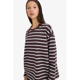 DeFacto%100 Pamuk Loose Fit Çizgili Sweatshirt Kahve, L, F7758AX25AU, Kahve-BN338, kadın