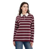 DeFacto%100 Pamuk Loose Fit Çizgili Sweatshirt, M, G9467AX26SP, Pembe-PN74, kadın