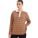 DeFacto%100 Pamuk Loose Fit Polo Yaka Sweatshirt, S, G6490AX25WN, Kahve-BN50, kadın