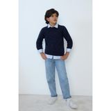 DeFacto%100 Pamuk Loose Fit Yırtık Detaylı Düz Paça Jean Pantolon Erkek Çocuk G3069A825WN