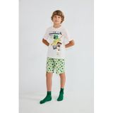 DeFacto%100 Pamuk Minecraft Lisanslı Regular Fit 2'li Ekru Pijama Takımı Erkek Çocuk H7270A826HS
