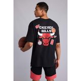 DeFacto%100 Pamuk NBA Chıcago Bulls Oversıze Bisiklet Yaka Kısa Kollu Tişört