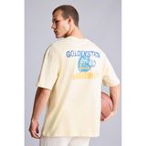 DeFacto%100 Pamuk NBA Golden State Warrıors Lisanslı Oversıze Kısa Kollu Sarı Tişört