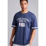 DeFacto%100 Pamuk NBA Wordmark Oversize Geniş Kalıp Bisiklet Yaka Kısa Kollu Tişört, S, E3011AX26SP, Lacivert, Erkek
