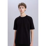 DeFacto%100 Pamuk Oversize Bisiklet Yaka Basic Kısa Kollu Tişört, 2XL, E6885AXNS, Siyah-BK81, Erkek