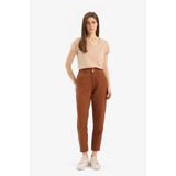 DeFacto%100 Pamuk Paperbag Gabardin Kumaş Pantolon, 42, S2790AZ25SP, Kahve, Kadın