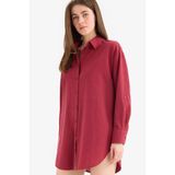DeFacto%100 Pamuk Plaj Gömleği, S, W8241AZ25SM, Bordo-BR285, Kadın