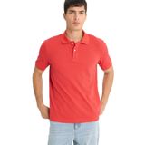 DeFacto%100 Pamuk Polo Yaka Kısa Kollu Tişört, L, E9504AX25SM, Kırmızı-RD28, Erkek