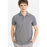DeFacto%100 Pamuk Polo Yaka Tişört, L, E9504AX26SP, Gri-GR206, Erkek