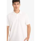 DeFacto%100 Pamuk Polo Yaka Tişört, XS, E9504AX25SM, Beyaz-WT32, Erkek