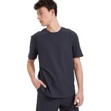 DeFacto%100 Pamuk Regular Fit Bisiklet Yaka Kısa Kollu Ağır Kumaş Tişört, S, E2589AX25SM, Antrasit-AR214, Erkek