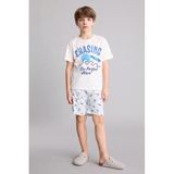 DeFacto%100 Pamuk Regular Fit Desenli 2'li Pijama Takımı Erkek Çocuk H4106A826HS