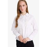 DeFacto%100 Pamuk Regular Fıt Fiyonklu Poplin Gömlek Tunik F2724AX25SP, L Beyaz-WT34