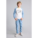 DeFacto%100 Pamuk Regular Fit Futbol Baskılı Reglan Kollu Üst Lastikli Paça Alt 2'li Pijama Takımı Erkek Çocuk