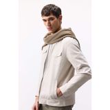 DeFacto%100 Pamuk Regular Fit Gömlek Yaka Fermuarlı Cepli Mevsimlik Baharlık Mont, 3XL, Regular Fit Gömlek Yaka Fermuarlı Cepli Mevsimlik Baharlık Mont, Bej-BG802, Erkek