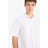 DeFacto%100 Pamuk Regular Fit Jakarlı Kısa Kollu Gömlek, M, E0476AX25SM, Beyaz-WT34, Erkek