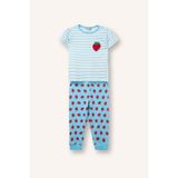 DeFacto%100 Pamuk Regular Fit Kısa Kollu Baskılı Tişört Baskılı Lastikli Paça Alt 2'li Pijama Takımı Kız Bebek H5502A526SM
