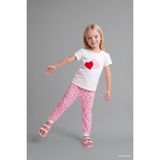 DeFacto%100 Pamuk Regular Fit Kısa Kollu Baskılı Tişört Puantiyeli Lastikli Paça Alt 2'li Pijama Takımı Kız Bebek H5500A526AU