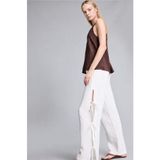 DeFacto%100 Pamuk Regular Fit Müslin Beyaz Plaj Pantolonu H7872AX26SP