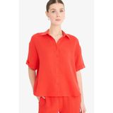 DeFacto%100 Pamuk Regular Fit Müslin Kısa Kollu Gömlek, XS, F0884AX25SM, Kırmızı-RD44, Kadın