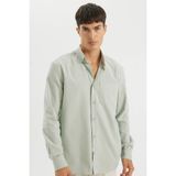 DeFacto%100 Pamuk Regular Fit Polo Yaka Oxford Basic Düz Uzun Kollu Gömlek, XS, A8028AX24AU, Yeşil, Erkek