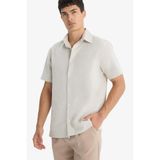 DeFacto%100 Pamuk Regular Fit Polo Yaka Yazlık Kısa Kollu Gömlek, S, D8613AX25SM, Bej-BG74, Erkek