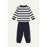 DeFacto%100 Pamuk Regular Fit Uzun Kollu Bisiklet Yaka Çizgili Üst Lastikli Paça Alt 2'li Pijama Takımı Erkek Bebek I1302A526AU