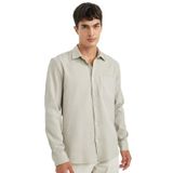 DeFacto%100 Pamuk Regular Fit Waffle Basic Düz Uzun Kollu Gömlek, S, D1058AX24AU, Gri-GR322, Erkek