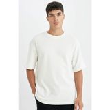 DeFacto%100 Pamuk Relax Fit Bisiklet Yaka Kısa Kollu Basic Düz Tişört, XS, D2575AX24AU, Turkuaz-ER190, Erkek
