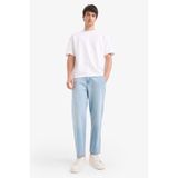 DeFacto%100 Pamuk Relax Fit Geniş Paça Jean Kar Yıkamalı Pantolon, 34, E1376AX25SM, Mavi-NM39, Erkek