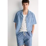 DeFacto%100 Pamuk Relax Fit Jasin Kısa Kollu Gömlek, S, E1389AX25SM, Mavi-NM28, Erkek