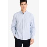 DeFacto%100 Pamuk Relax Fit Polo Yaka Poplin Uzun Kollu Gömlek, 2XL, E1148AX26SP, Mavi-BE177, Erkek
