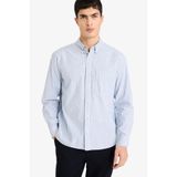 DeFacto%100 Pamuk Relax Fit Polo Yaka Poplin Uzun Kollu Gömlek, S, E1148AX26SP, Mavi-BE177, Erkek
