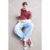 DeFacto%100 Pamuk Skater Fit Geniş Kalıp Yüksek Bel Geniş Paça Jean Pantolon, 30, F3925AX25SM, Mavi-NM39, Erkek