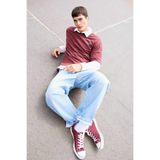 DeFacto%100 Pamuk Skater Fit Geniş Kalıp Yüksek Bel Geniş Paça Jean Pantolon, 32, F3925AX25SM, Mavi-NM39, Erkek