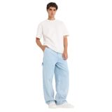 DeFacto%100 Pamuk Skater Fit Geniş Paça Jean Yıkamalı Pantolon, 30, F5668AX25AU, Mavi-NM39, Erkek