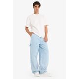 DeFacto%100 Pamuk Skater Fit Geniş Paça Jean Yıkamalı Pantolon, 32, F5668AX25AU, Mavi, Erkek