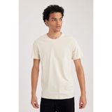 DeFacto%100 Pamuk Slim Fit Basic Tişört, M, B0653AX23SM, Bej-BG155, Erkek
